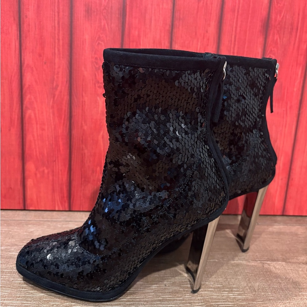 Giuseppe Zanotti Black Sequin Heeled Boots